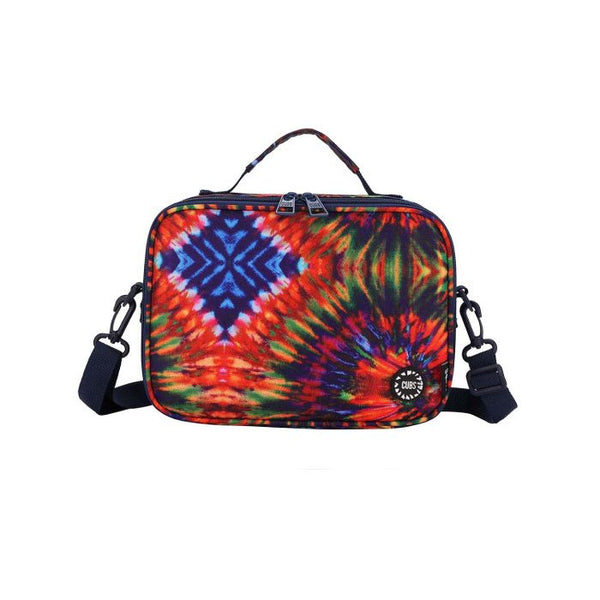 Navy/Red Tie Dye Classic Lunch Bag With Shoulder Strap