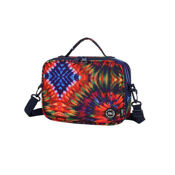 Navy/Red Tie Dye Classic Lunch Bag With Shoulder Strap
