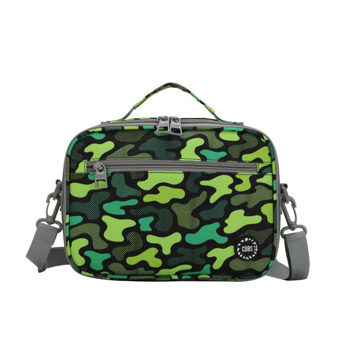 Neon Green Camo cross body lunch bag