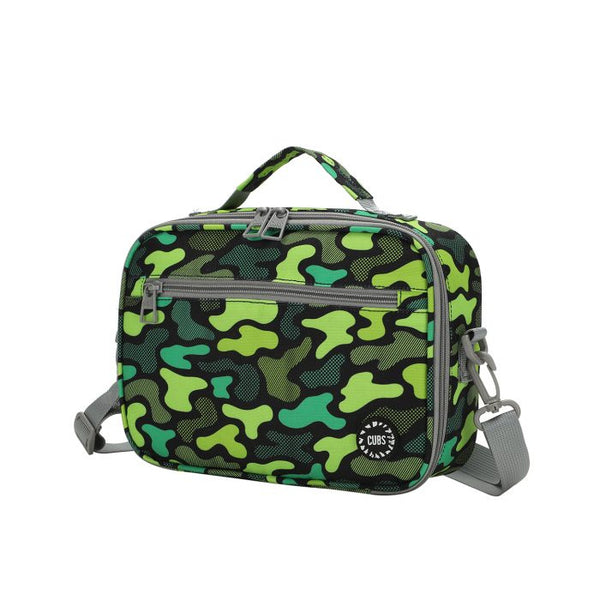 Neon Green Camo cross body lunch bag