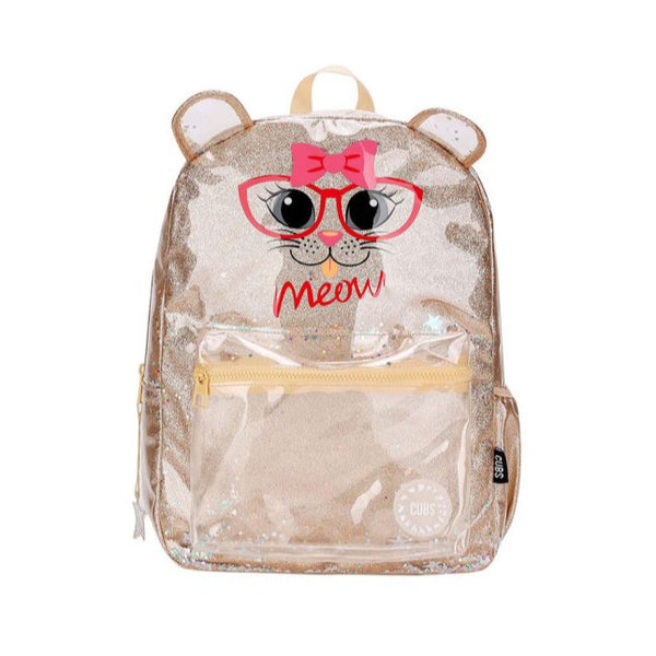 Meow Gold Glittery Junior Student Backpack