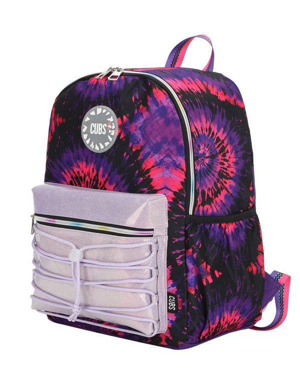 Black and Purple Tie Dye High School Backpack