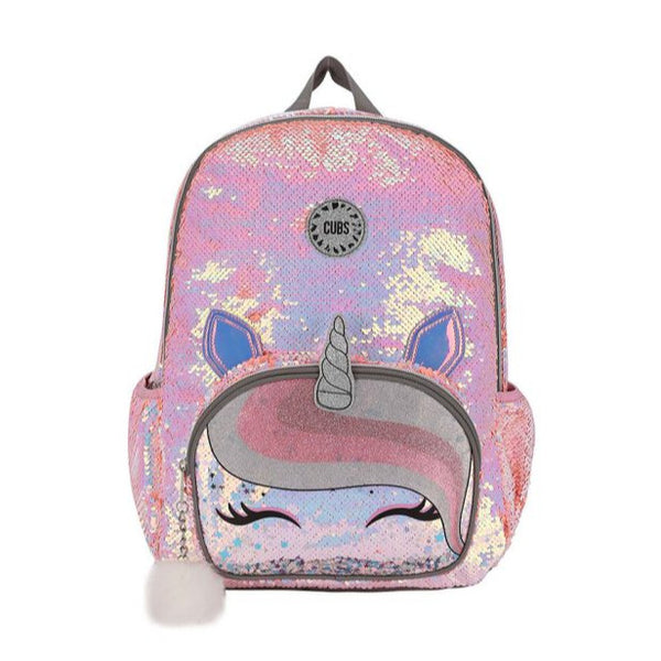Unicorn Lashes Glitter Pocket Purple Pink Sequin Backpack