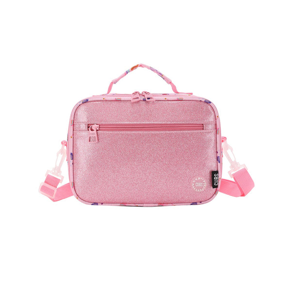 Shiny Fabric Rose Pink Cross Body Lunch Bag