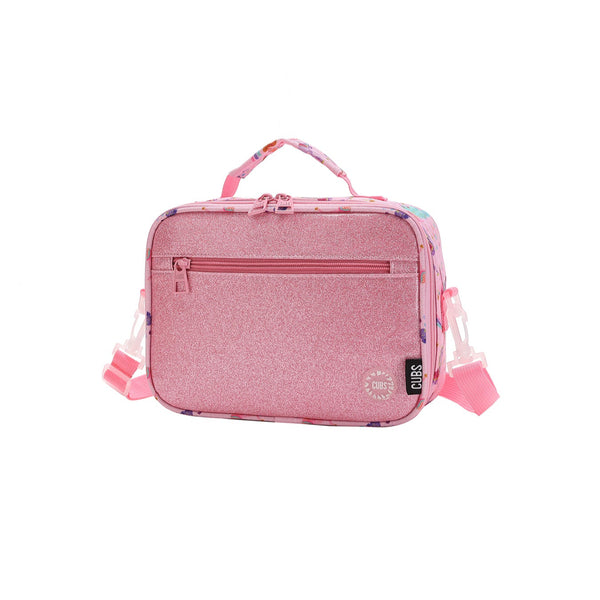 Shiny Fabric Rose Pink Cross Body Lunch Bag