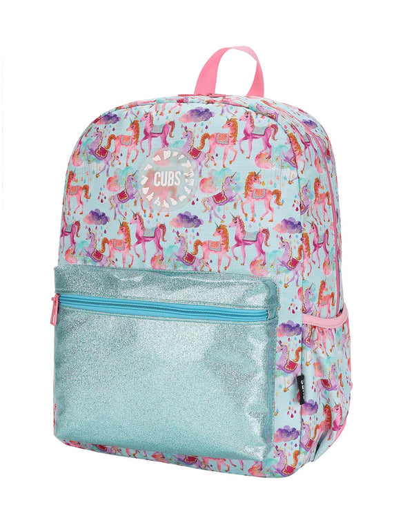 Baby Blue Baby Unicorn Glittery High School Backpack