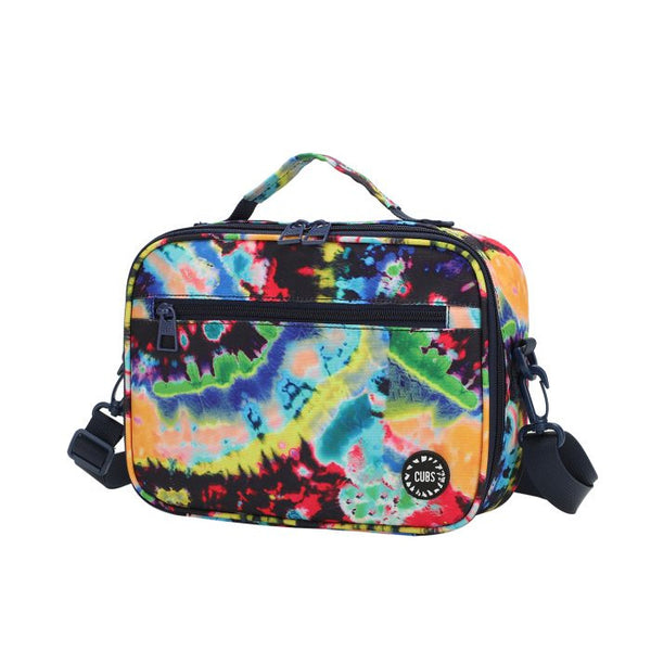 Black Tie Dye Swirls Cross Body Lunch Bag