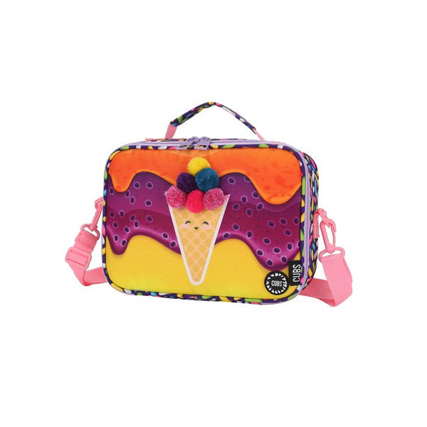 Purple Ice Cream Crossbody Lunch Bag – Pom Pom Embroidery