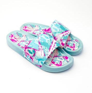 Blue Leopard Women Summer Slide