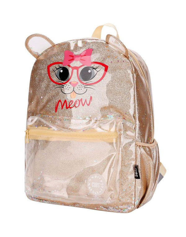 Meow Gold Glittery Junior Student Backpack