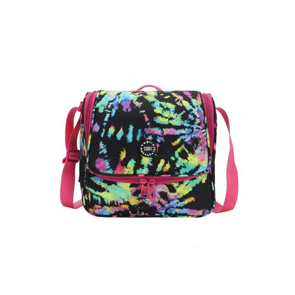 Black Canvas Neon Tie Dye Lunch Bag – Crossbody Insulated for School & Travel