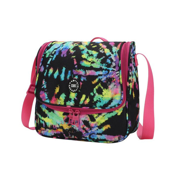 Black Canvas Neon Tie Dye Lunch Bag – Crossbody Insulated for School & Travel