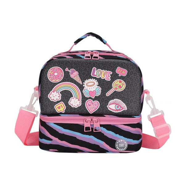 Black Leopard Gadgets Lunch Bag – Hard Top XL Crossbody for Girls