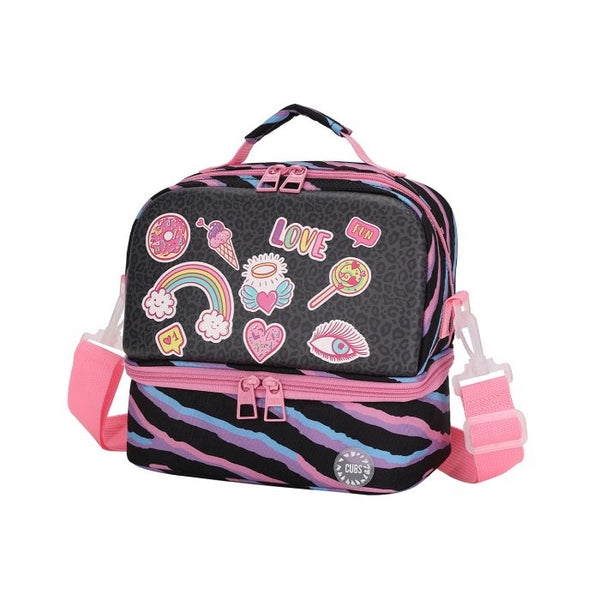 Black Leopard Gadgets Lunch Bag – Hard Top XL Crossbody for Girls