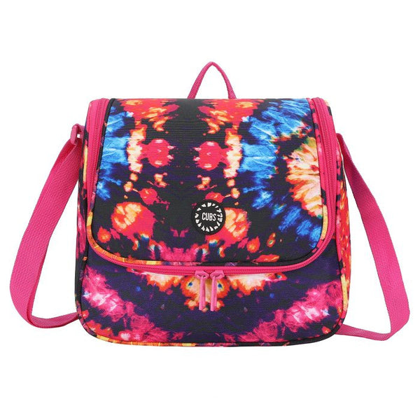 Deep Black/Fuchsia Tie Dye Cross Body Lunch Bag – Insulated, Roomy & Stylish