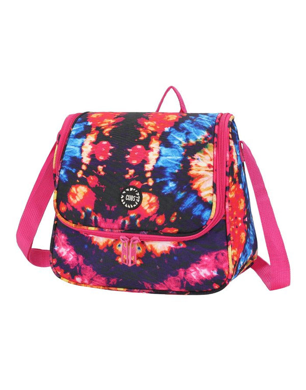 Deep Black/Fuchsia Tie Dye Cross Body Lunch Bag – Insulated, Roomy & Stylish