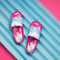 Hues of Blues & Splashes of Pink Tie Dye Women Slide