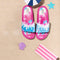 Hues of Blues & Splashes of Pink Tie Dye Women Slide