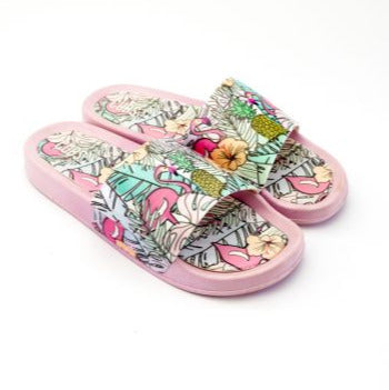 Lilac Flamingos Women Summer Slide
