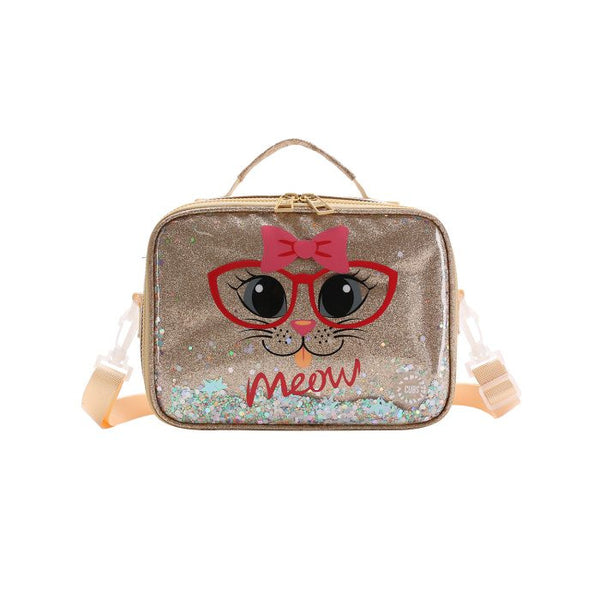 Meow Gold Glittery Lunch Bag