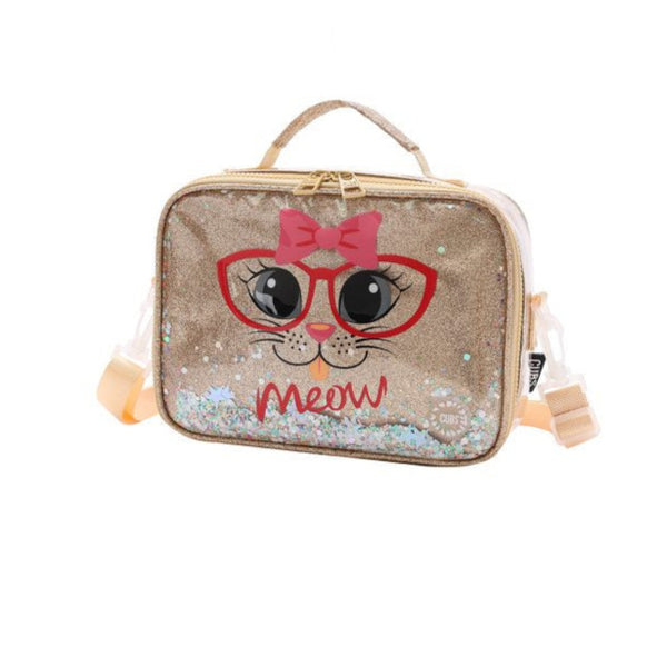 Meow Gold Glittery Lunch Bag