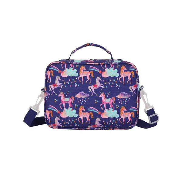 Navy Blue Baby Unicorn Glittery Cross Body Lunch Bag