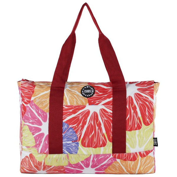 Pink Latte & Summer Fruits Double Face Tote Bag – Waterproof Reversible Beach Bag for Women