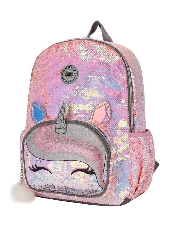 Unicorn Lashes Glitter Pocket Purple Pink Sequin Backpack