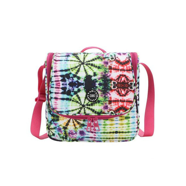 Tie Dye Swirls in Black cross body lunch bag