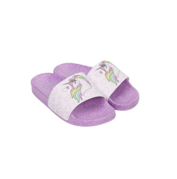 Unicorn Hearts Purple Girls Slides