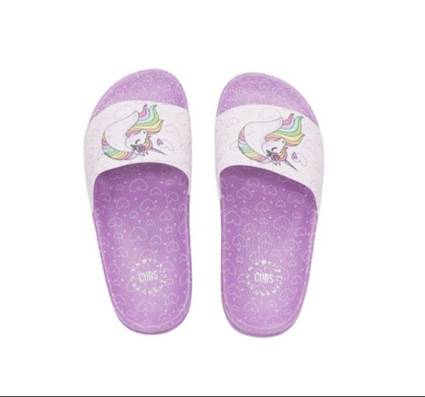Unicorn Hearts Purple Girls Slides