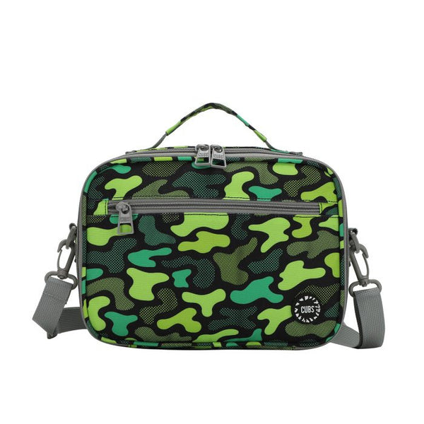Neon Green Camo cross body lunch bag