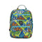 Colorful backpack with graphic design on a white background